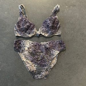 La Perla Chantilly Lace Lightly Padded Bra + Brief